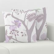 Peony Branch Mural- lavender and green