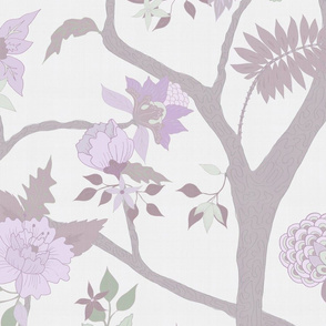 Peony Branch Mural- lavender and green