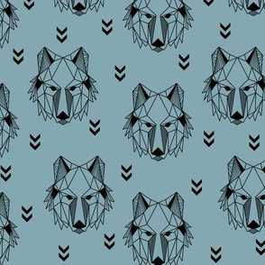 Geometric Wolf (blue pond) Geo Wolves Woodland Animals Baby Boy Nursery Bedding GingerLous