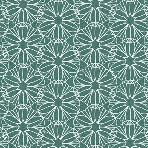 Teal and White Mandala Flowers 