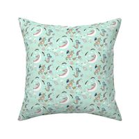 Mermaid Lullaby (mint, navy, coral gold) MICRO
