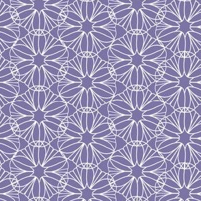 Mandala Flowers, Purple, White 