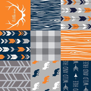 Little One Fox - Navy orange and grey - ROTATED 