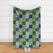 6” Patchwork Deer - Navy and Seahawks green  - R