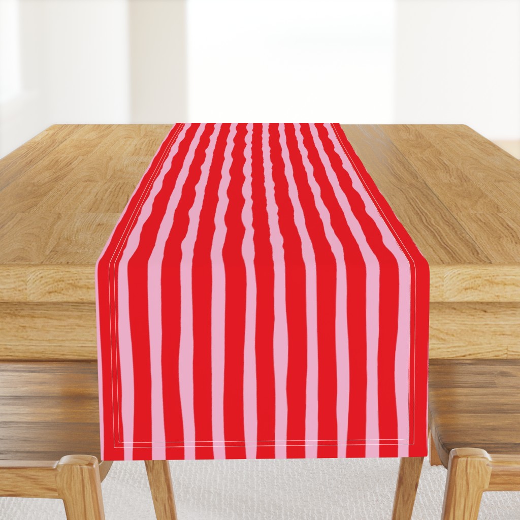 Basic vertical stripes circus theme soft pastel pink hot red