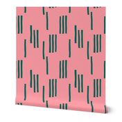 Basic stripes and strokes monochrome circus theme green pink SMALL