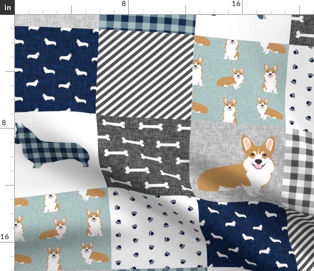 corgi cheater quilt b dog breed corgis fabric 