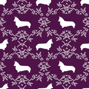 corgi c quilting coordinates dog breed silhouette florals fabric 