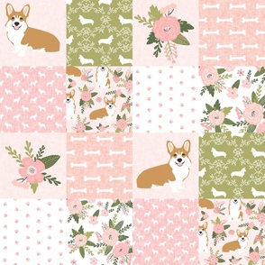 corgi d cheater quilt quilting coordinates dog breed florals fabric 