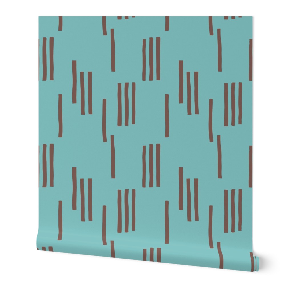 Basic stripes and strokes monochrome circus theme blue and bark brown SMALL
