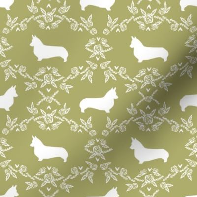 corgi d floral silhouette dog breed corgis quilting coordinates