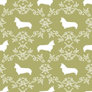 corgi d floral silhouette dog breed corgis quilting coordinates