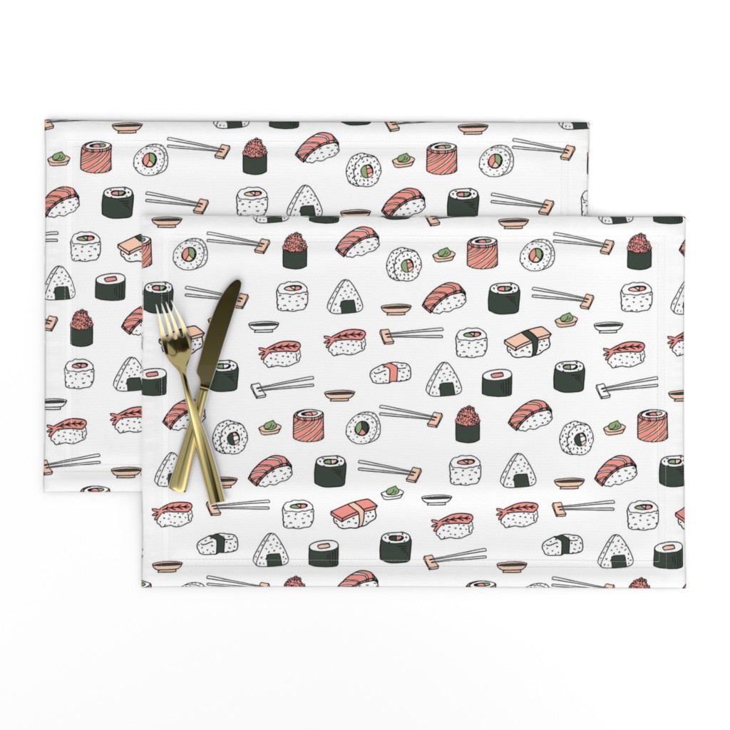 sushi // japanese food cute kawaii fabric international cuisine white