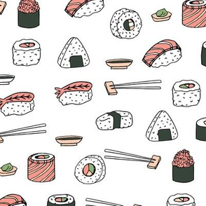 sushi // japanese food cute kawaii fabric international cuisine white