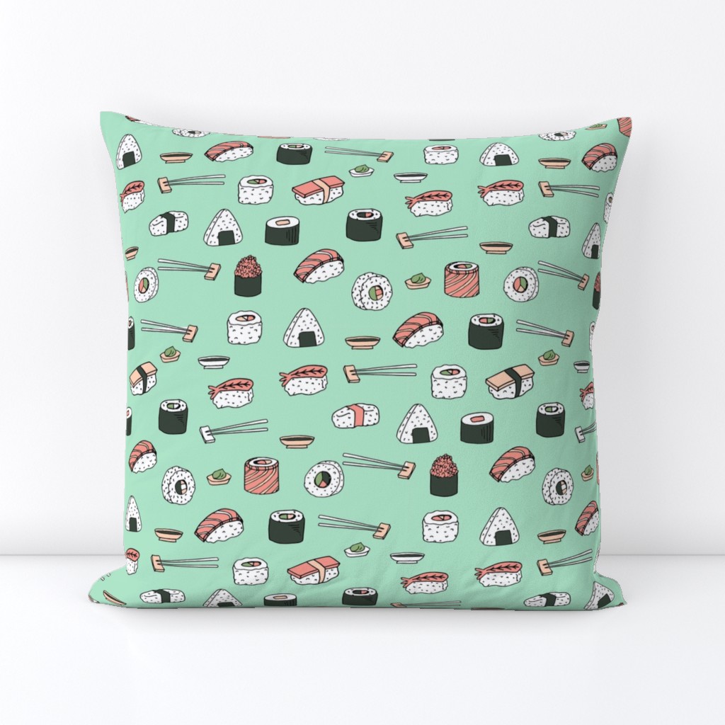 sushi // japanese food cute kawaii fabric international cuisine mint