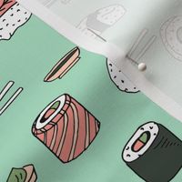 sushi // japanese food cute kawaii fabric international cuisine mint