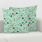 sushi // japanese food cute kawaii fabric international cuisine mint