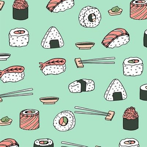 sushi // japanese food cute kawaii fabric international cuisine mint