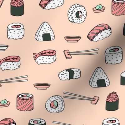 sushi // japanese food cute kawaii fabric international cuisine pink