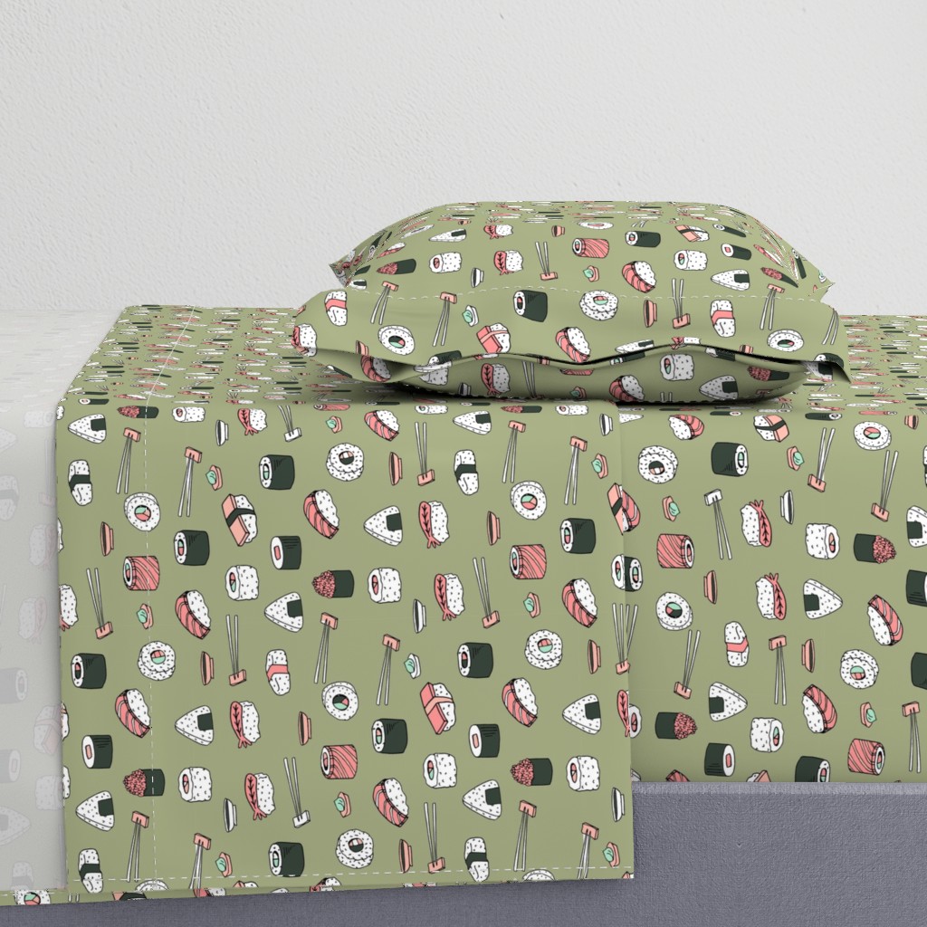 sushi // japanese food cute kawaii fabric international cuisine green