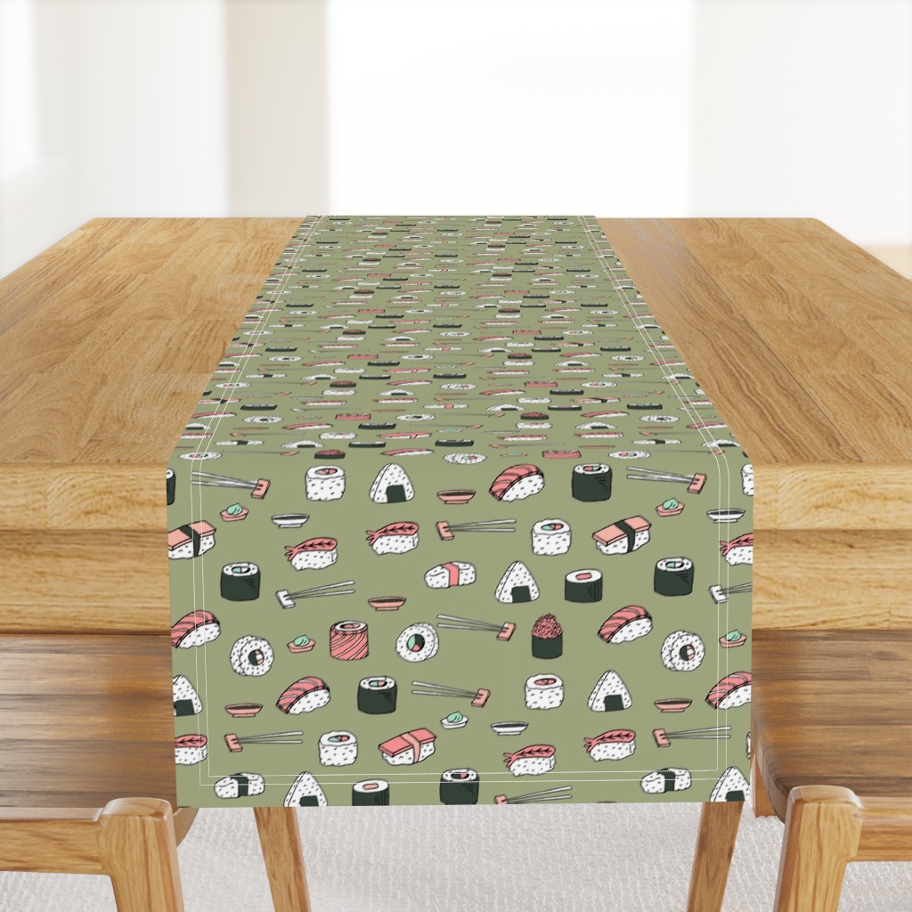 sushi // japanese food cute kawaii fabric international cuisine green