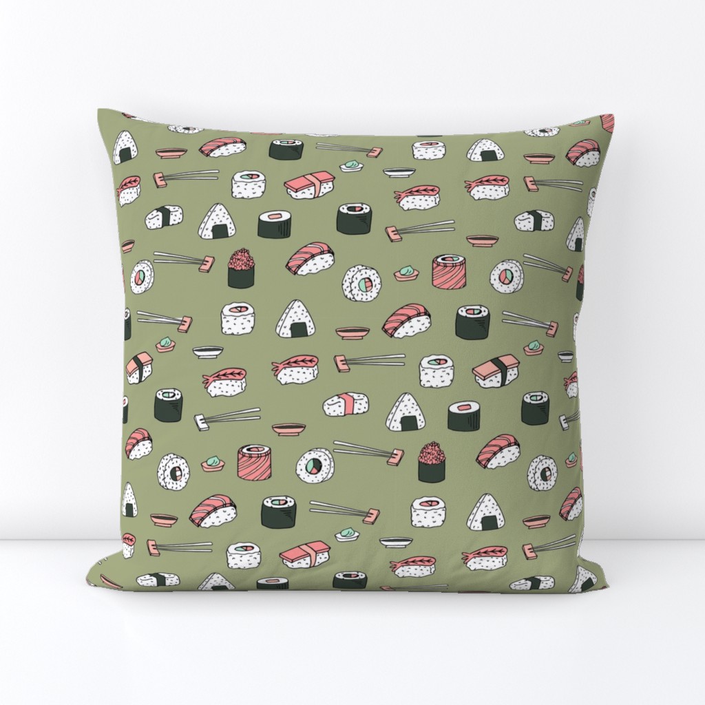 sushi // japanese food cute kawaii fabric international cuisine green