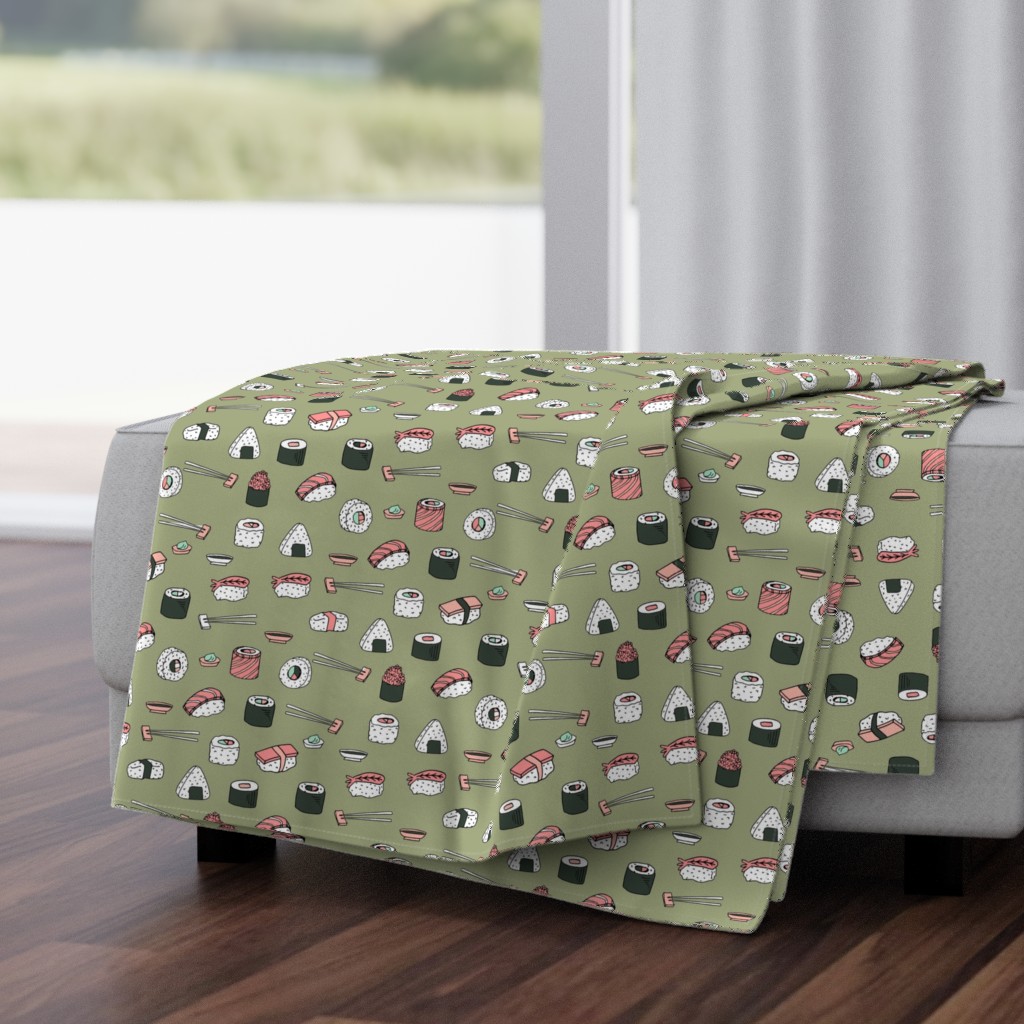 sushi // japanese food cute kawaii fabric international cuisine green