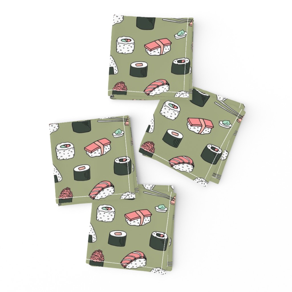 sushi // japanese food cute kawaii fabric international cuisine green