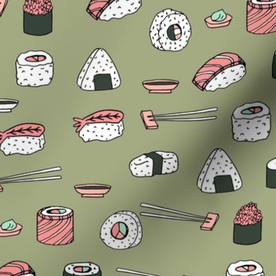 sushi // japanese food cute kawaii fabric international cuisine green