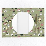 sushi // japanese food cute kawaii fabric international cuisine green