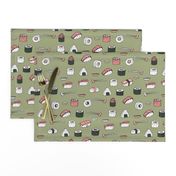 sushi // japanese food cute kawaii fabric international cuisine green