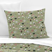 sushi // japanese food cute kawaii fabric international cuisine green