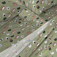 sushi // japanese food cute kawaii fabric international cuisine green