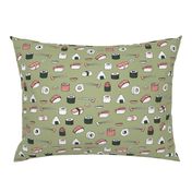 sushi // japanese food cute kawaii fabric international cuisine green