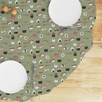 sushi // japanese food cute kawaii fabric international cuisine green