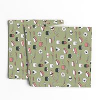 sushi // japanese food cute kawaii fabric international cuisine green