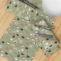 sushi // japanese food cute kawaii fabric international cuisine green