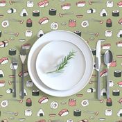 sushi // japanese food cute kawaii fabric international cuisine green