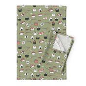 sushi // japanese food cute kawaii fabric international cuisine green