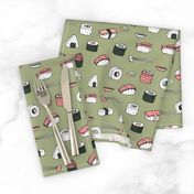 sushi // japanese food cute kawaii fabric international cuisine green