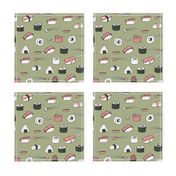 sushi // japanese food cute kawaii fabric international cuisine green