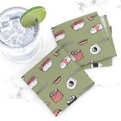 sushi // japanese food cute kawaii fabric international cuisine green