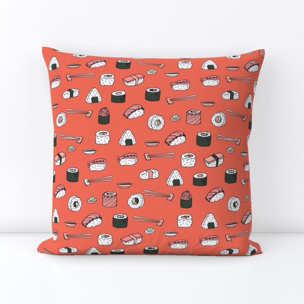 sushi // japanese food cute kawaii fabric international cuisine orange