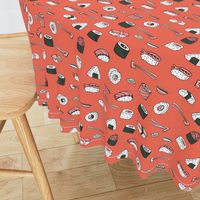 sushi // japanese food cute kawaii fabric international cuisine orange