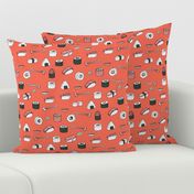 sushi // japanese food cute kawaii fabric international cuisine orange