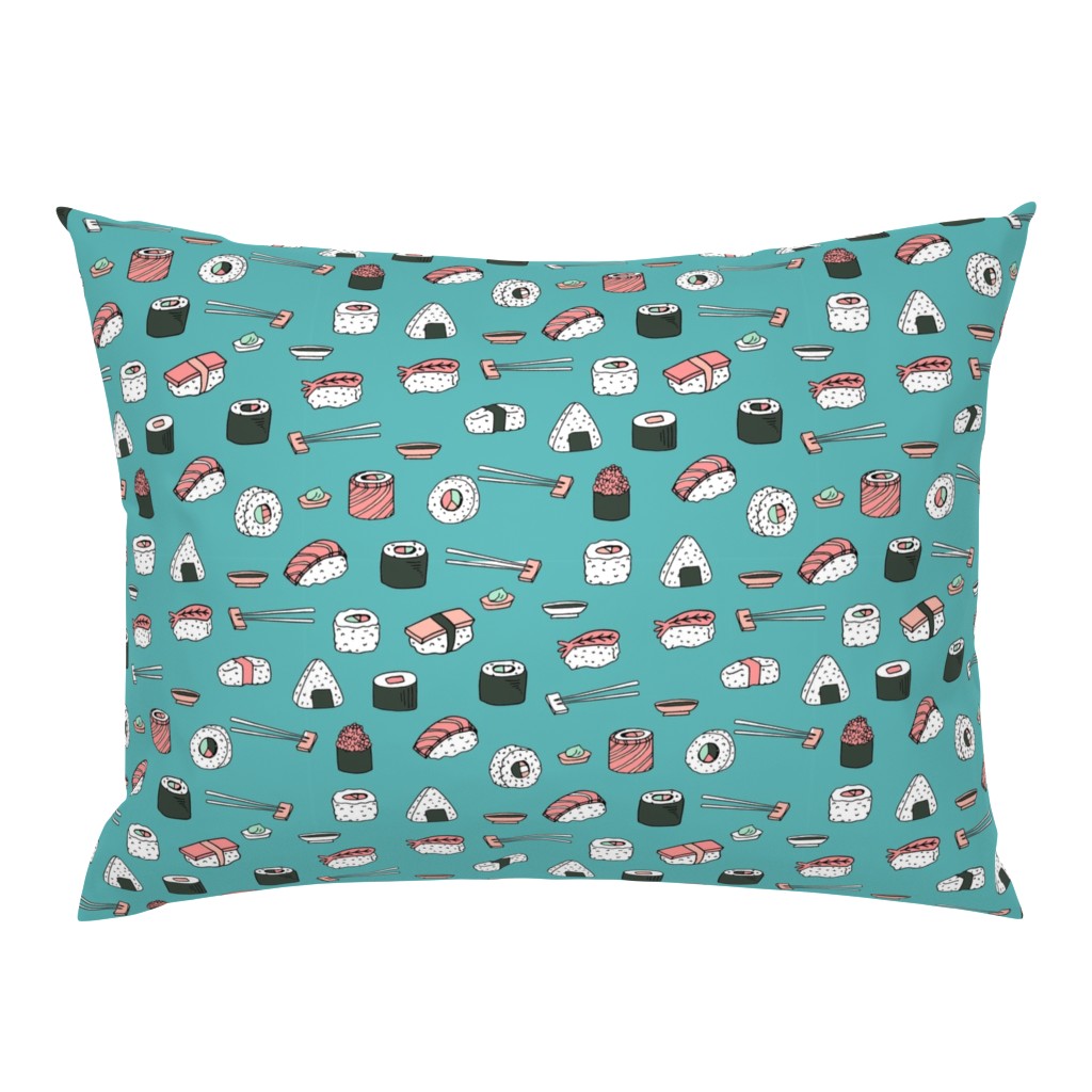 sushi // japanese food cute kawaii fabric international cuisine blue