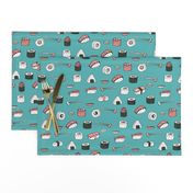 sushi // japanese food cute kawaii fabric international cuisine blue