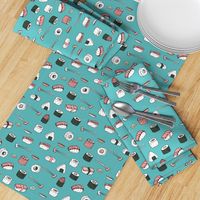 sushi // japanese food cute kawaii fabric international cuisine blue