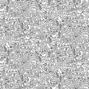 Unicorns, dragons, mermaids doodle design. Dreamy fabric. Fabled pattern. SMALL.