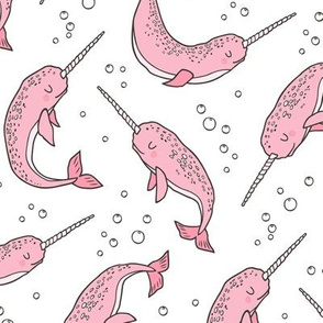 Narwhal  Pink on White